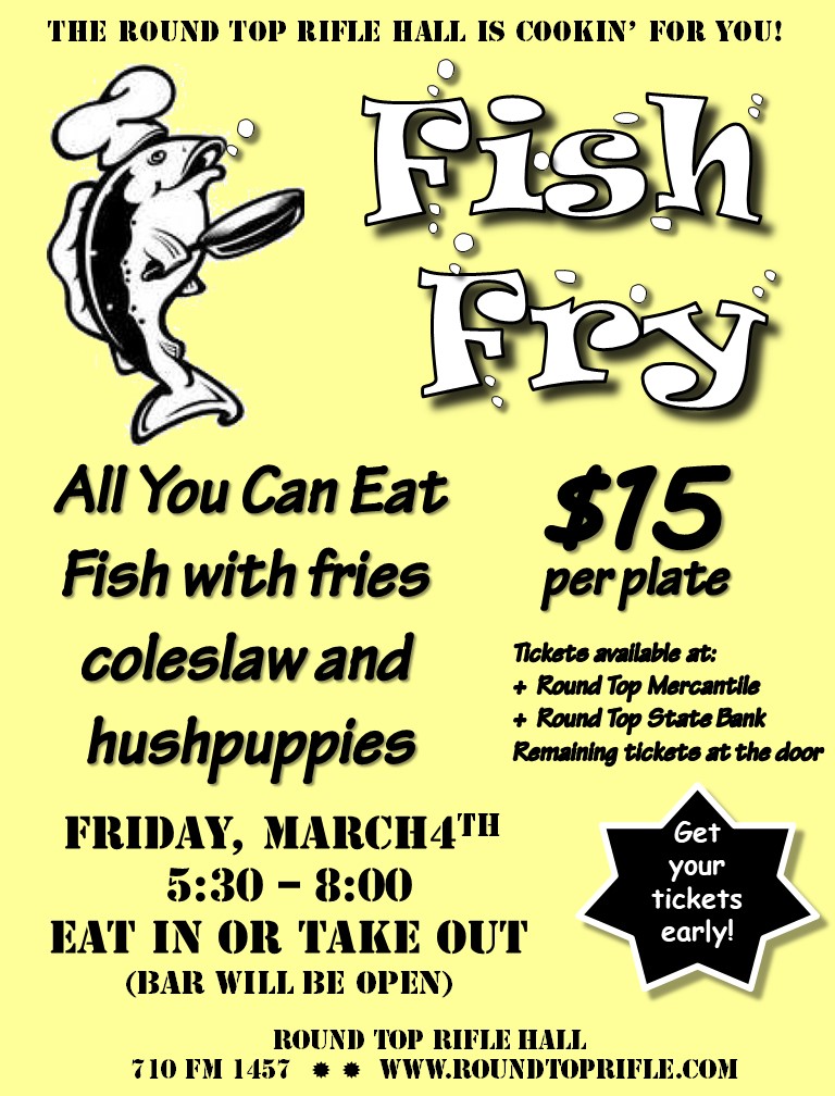 Annual Fish Fry March 4th, 2022 – Round Top Rifle Association