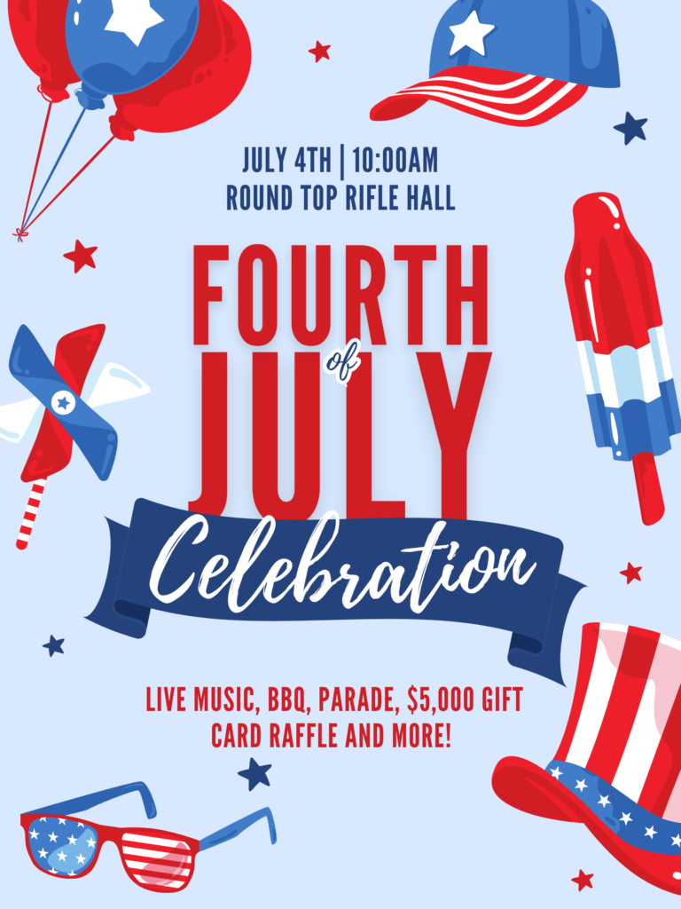 July 4th at 10 AM. 4th of July Celebration. Live Music, BBQ, Parade, Raffle, Dance & More!